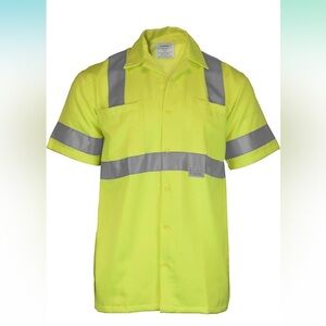 NWT Ironwear 1860 Hi-Visibility Short Sleeve Buttoned Down Safety Shirt Size 5XL